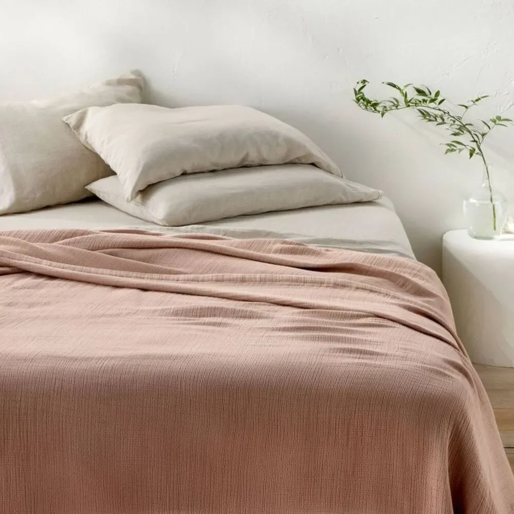 Full/Queen Rayon from Bamboo Matelasse Blanket Light Adobe Clay - Casaluna